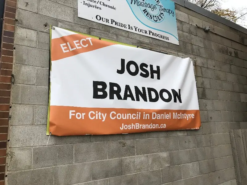 An election campaign banner