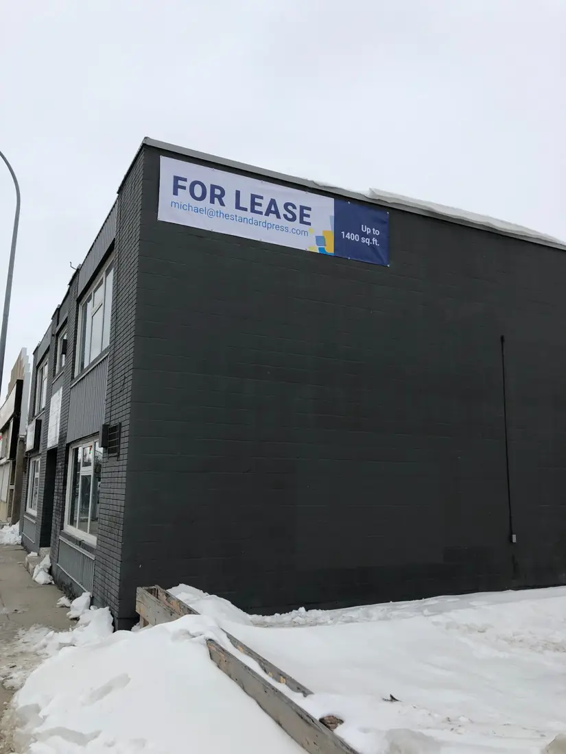 A for lease sign on a building