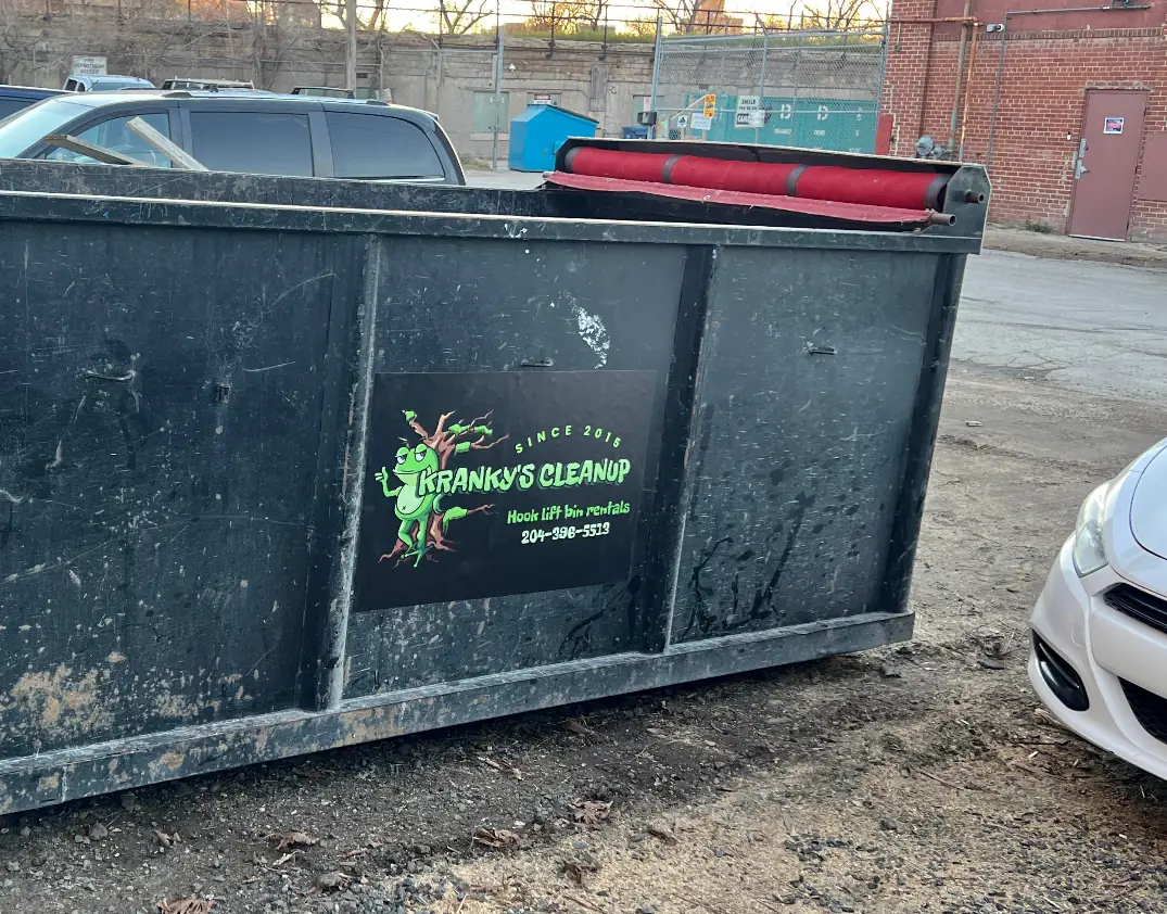 A vehicle magnet on a bin